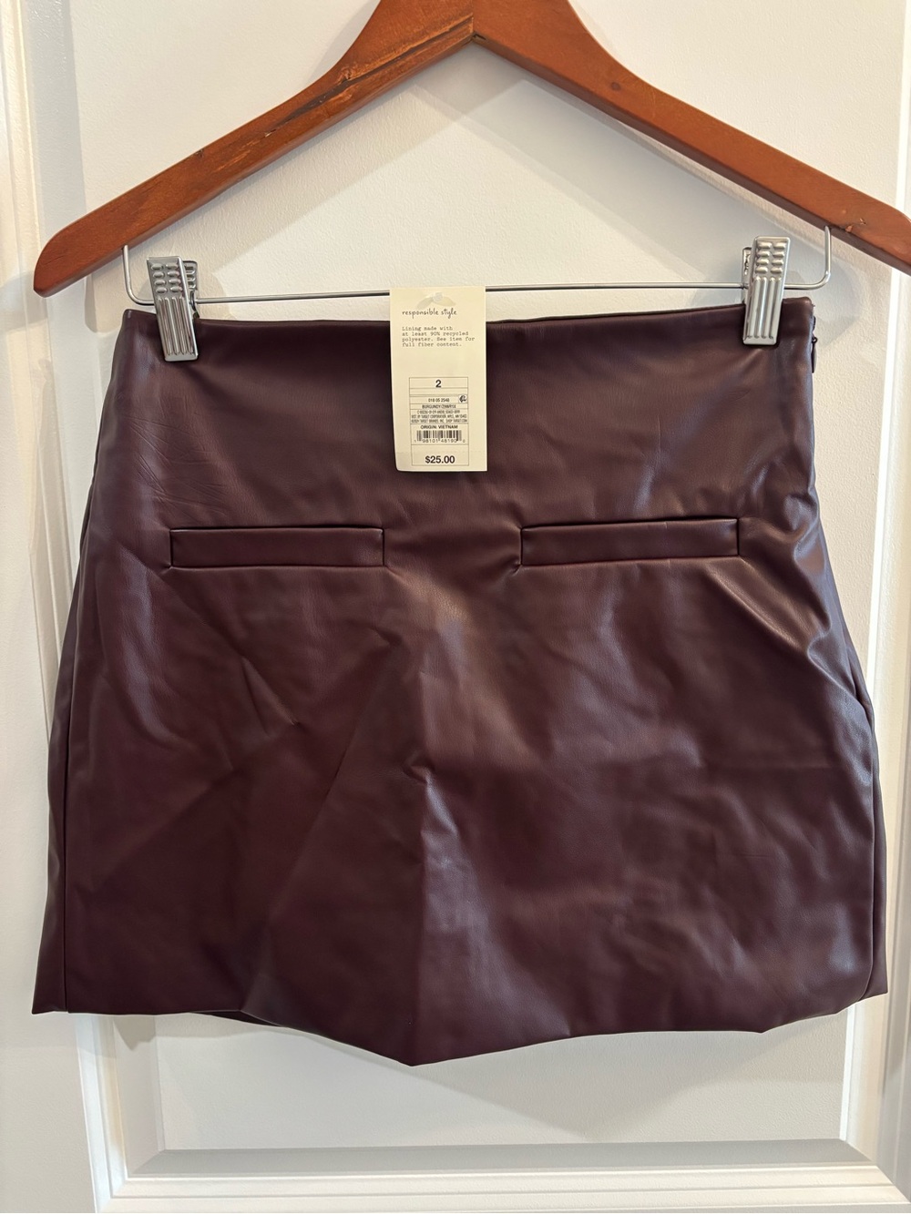 Women’s Burgundy Faux Leather Skirt - a new day - Size 2 - NWT